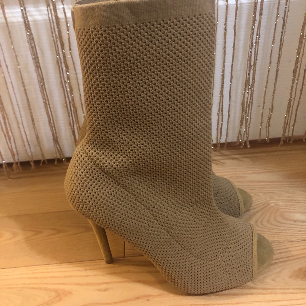 Tan Open Toe Ankle Boots